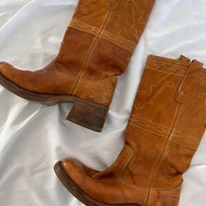 Vintage Frye-Style 1970s Detailed Western Stitched Campus‎ Boots
